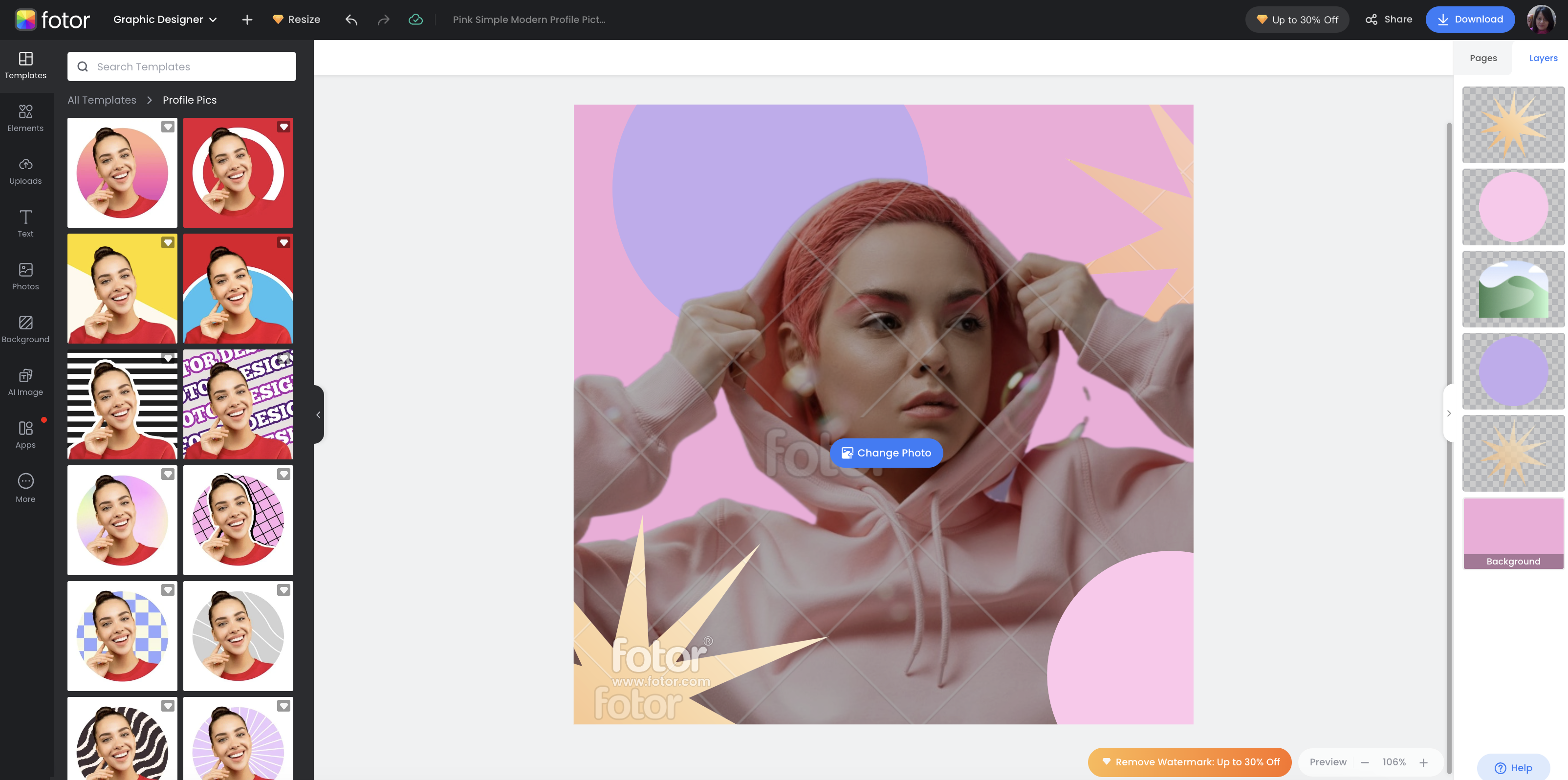 Fotor profile picture creator for YouTube