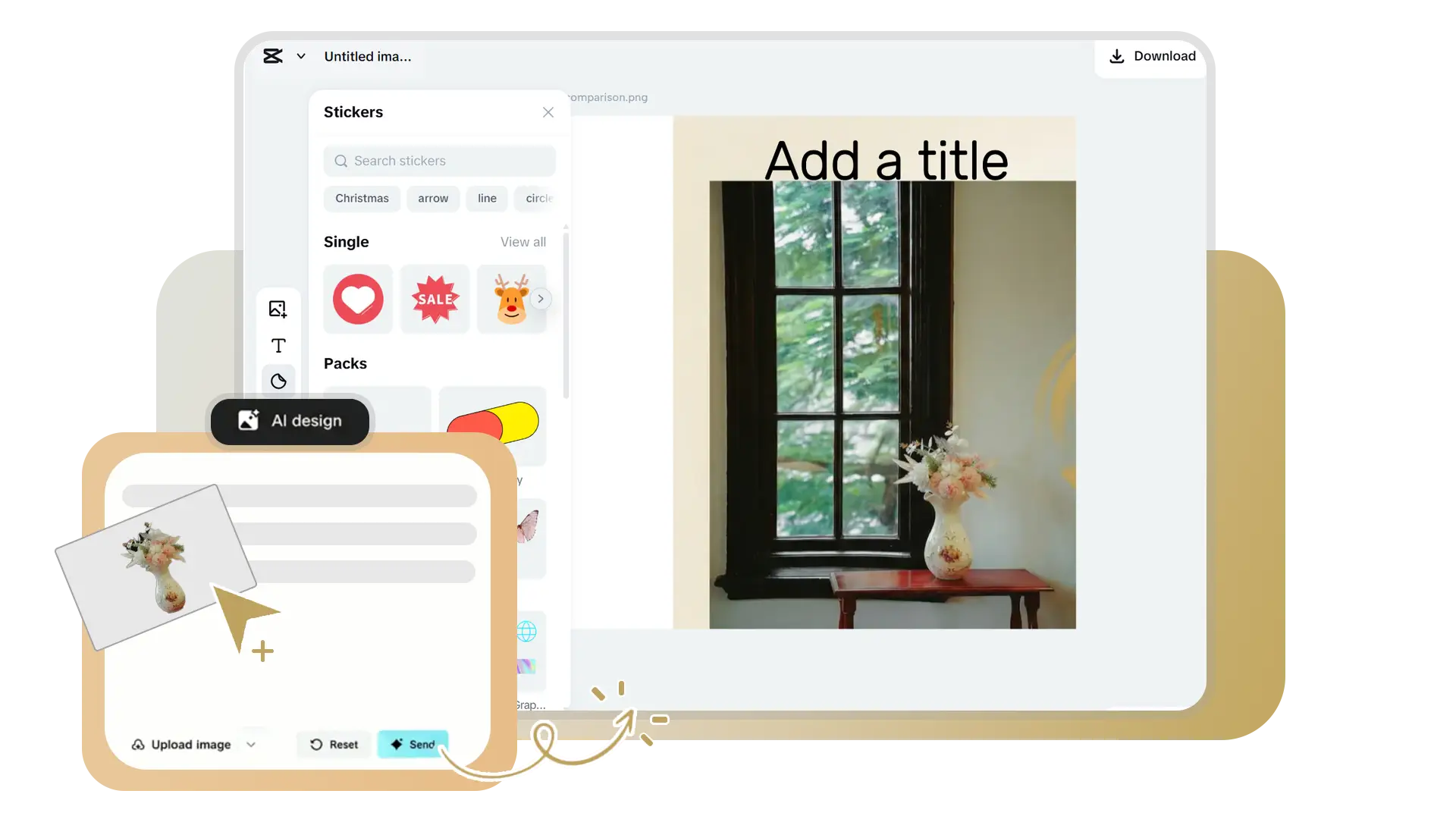 Add promotional text, prices，stickers