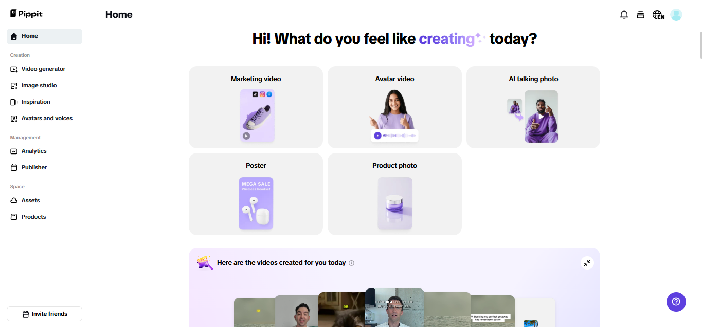 Pippit AI talking head generator