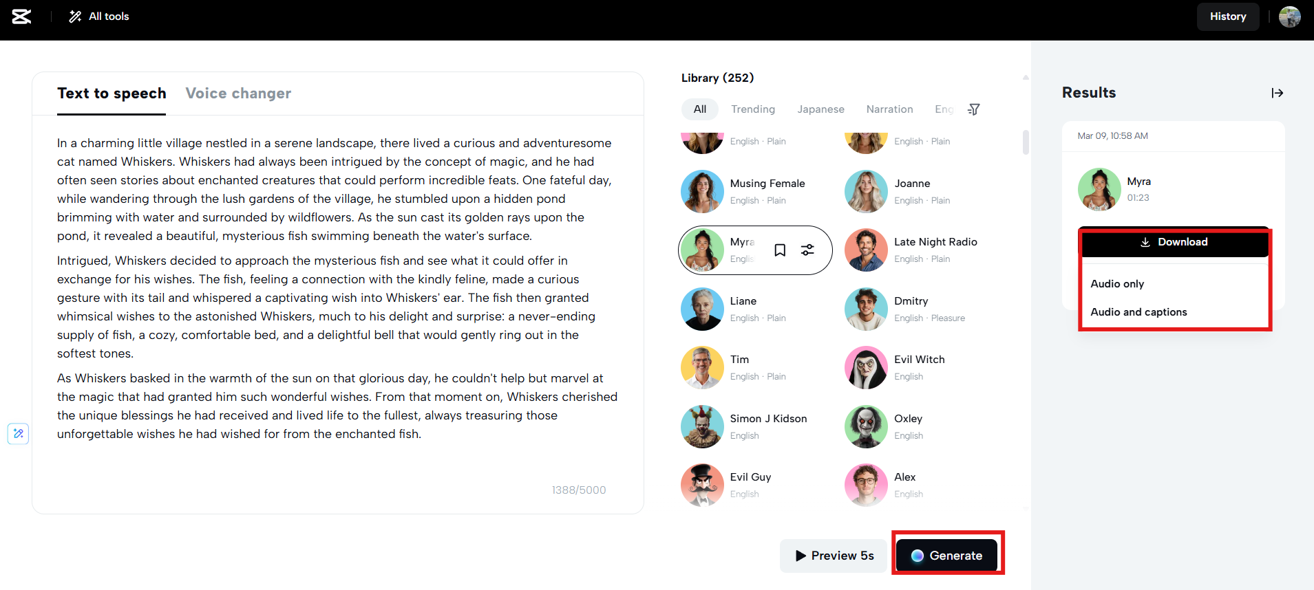 Generate and download hot voice