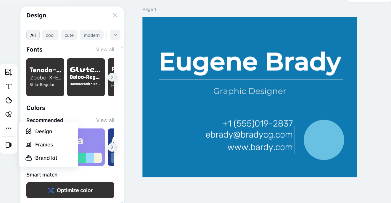 Create business card with CapCut