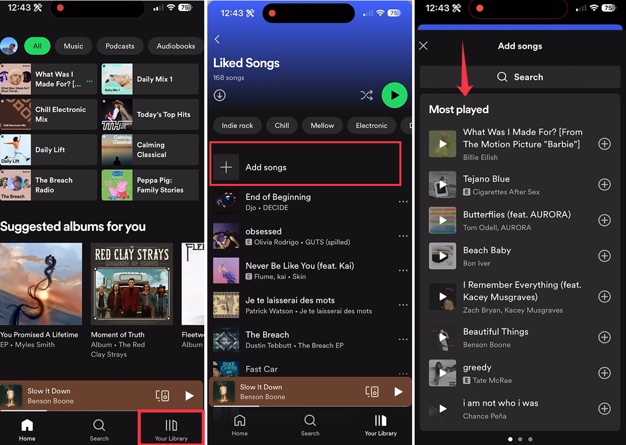 Image showing how to find your top song on Spotify on mobile