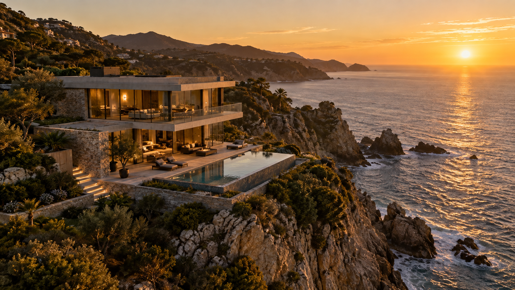 Orbital View of a Cliffside Home
