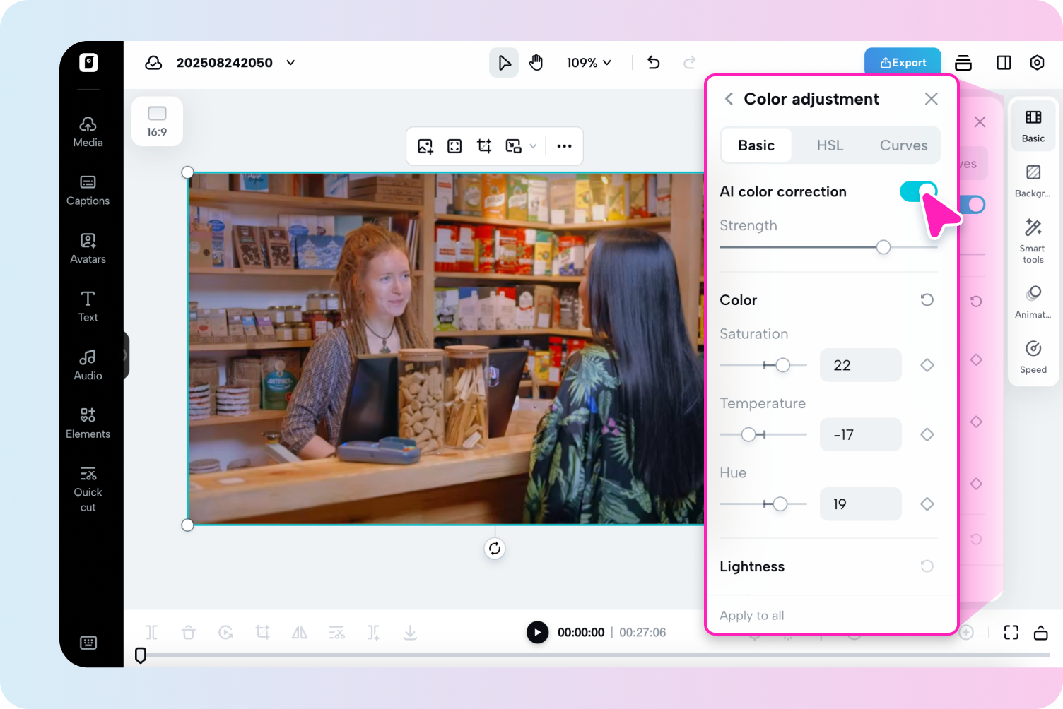 AI-powered color correction