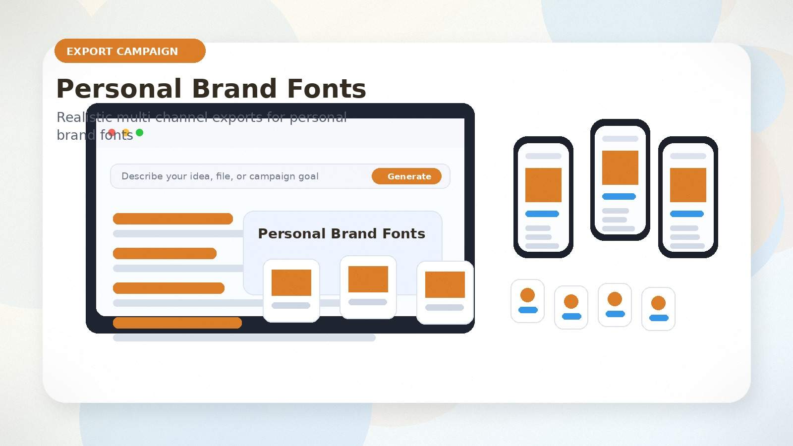 Personal Brand Fonts realistic export campaign visual for personal brand fonts