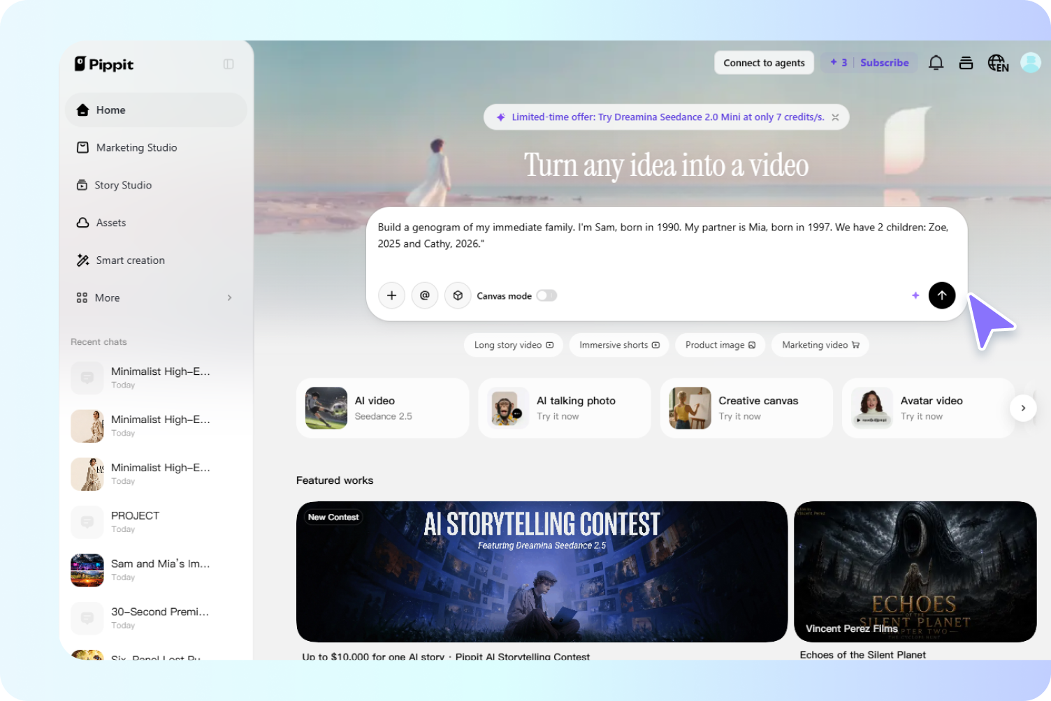 Step 1: Enter your idea inside the prompt box