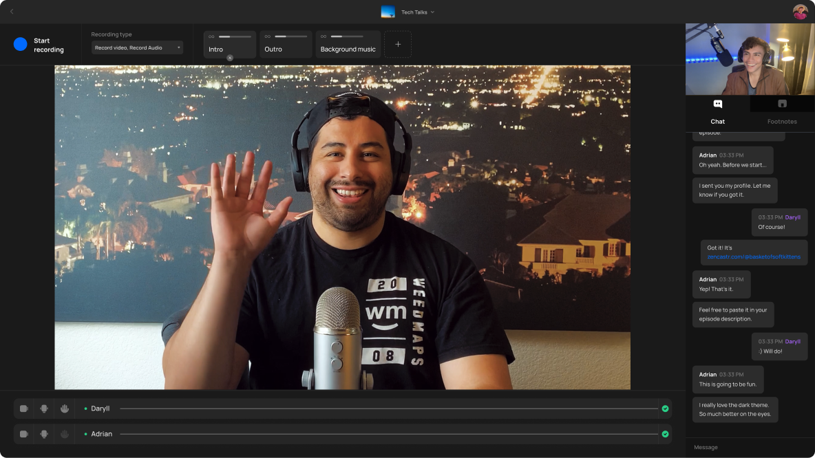 Zencastr - a free podcast recording software