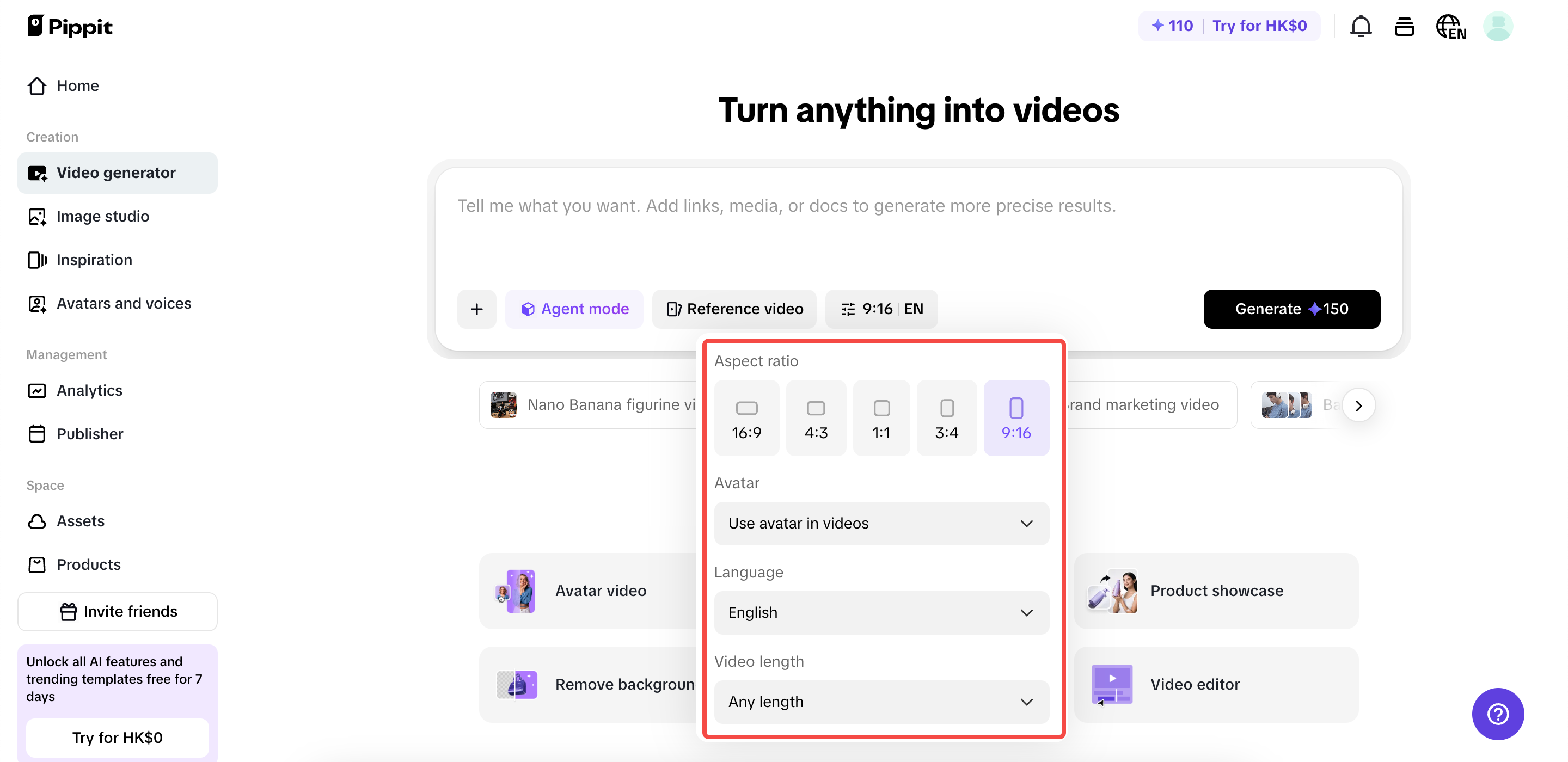 Longer video length support in Pippit