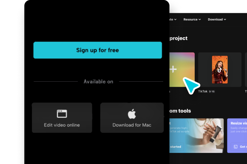 Kirjaudu sisään CapCutiin tai luo uusi tili