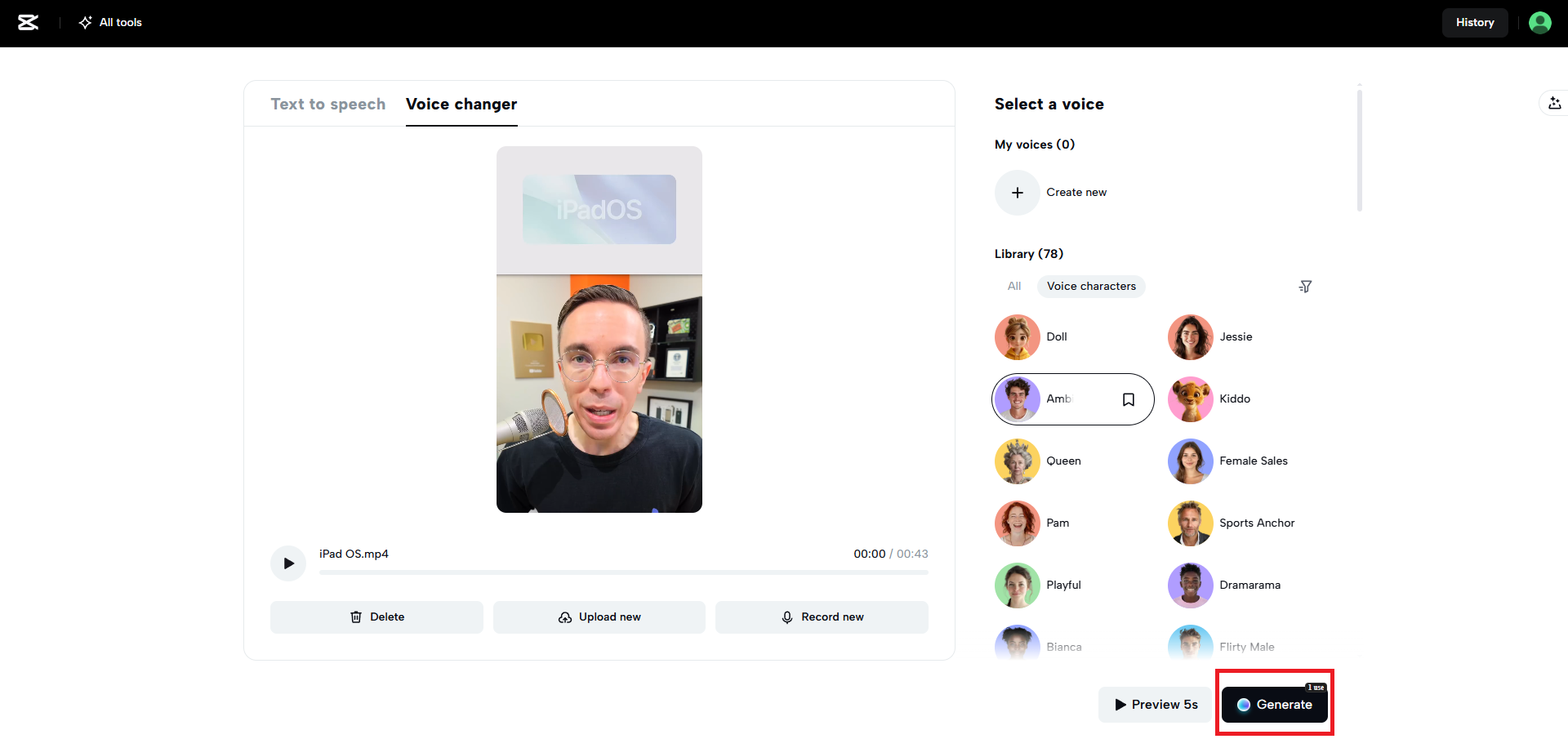 Generieren Sie Ihre neue Stimme.