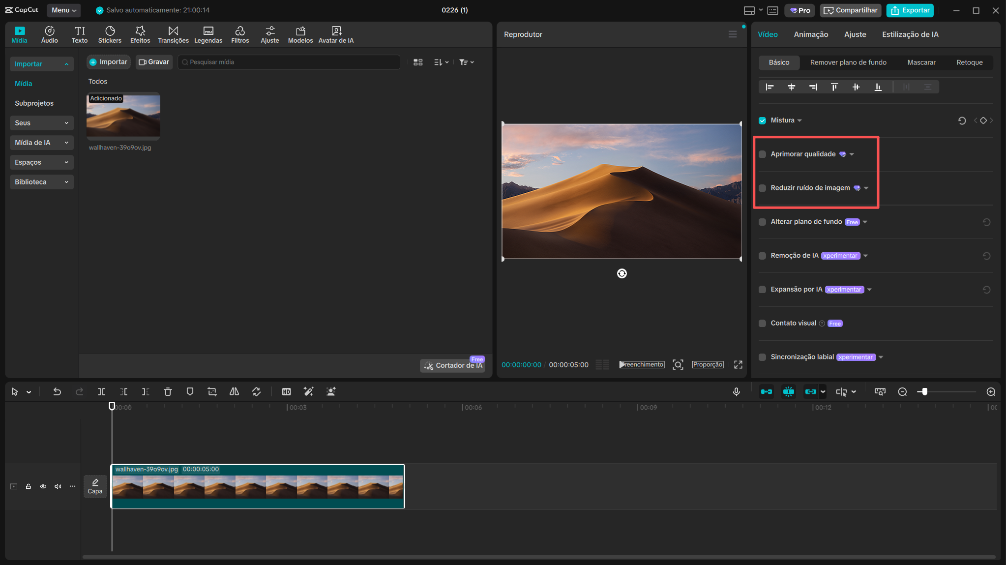 Activating Super Resolution in CapCut Desktop