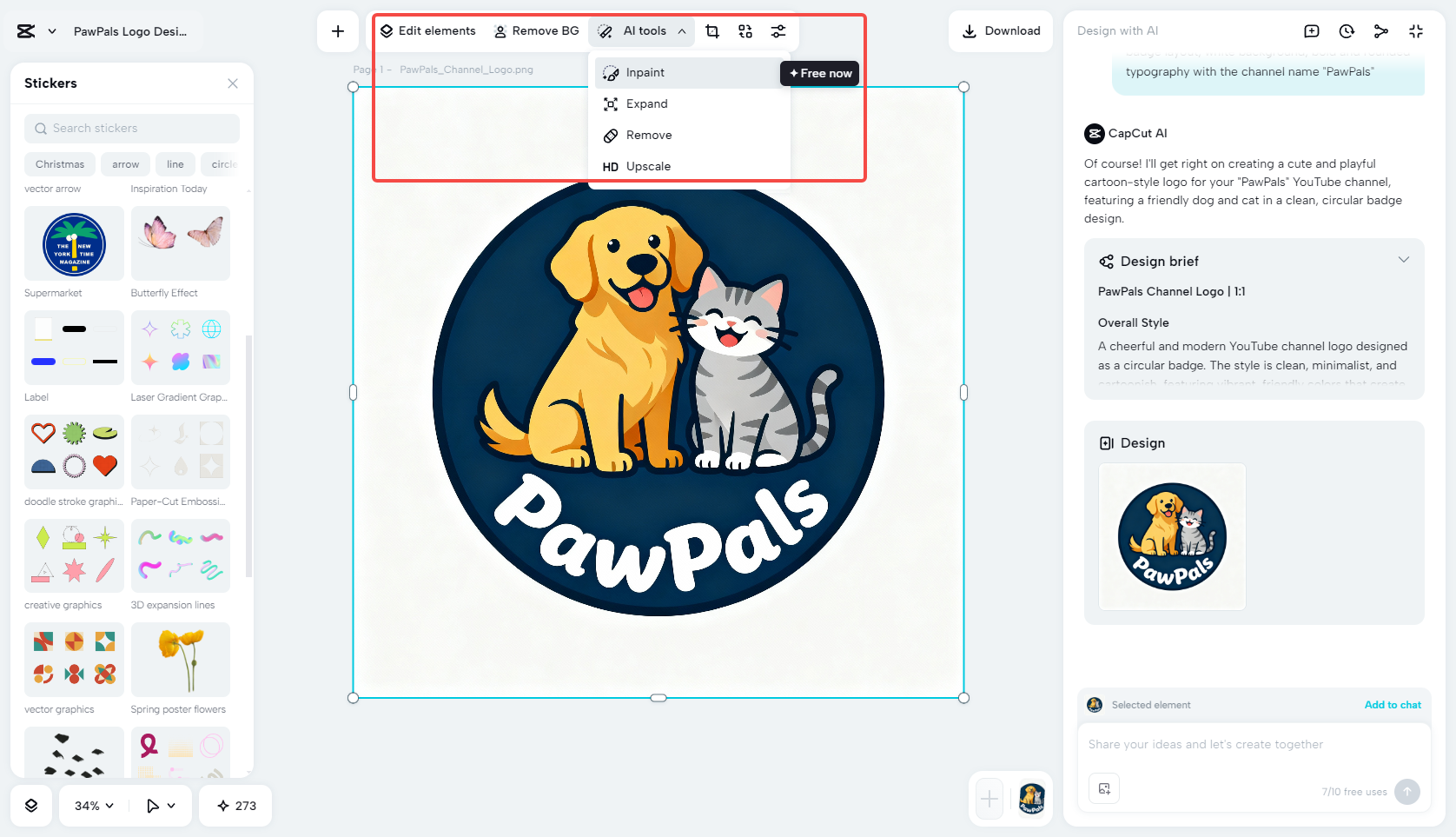 Enhance the YouTube logo with AI tools