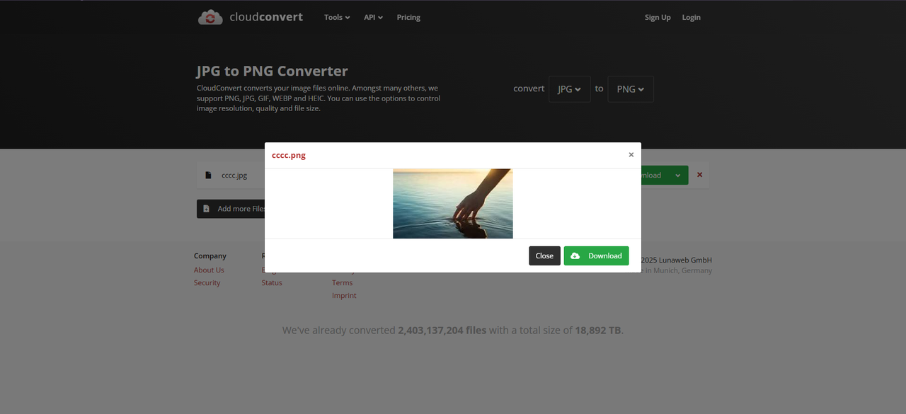 Changer un JPEG en PNG