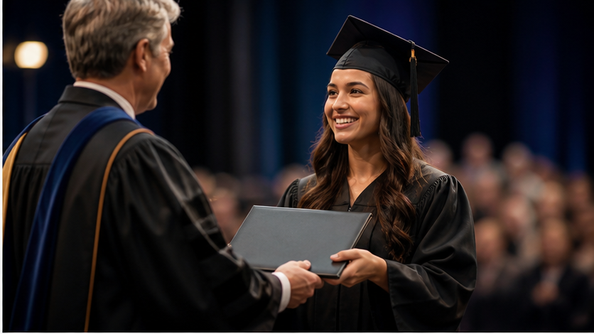 Single Graduate Video Template prompt example 1 - Campus portrait
