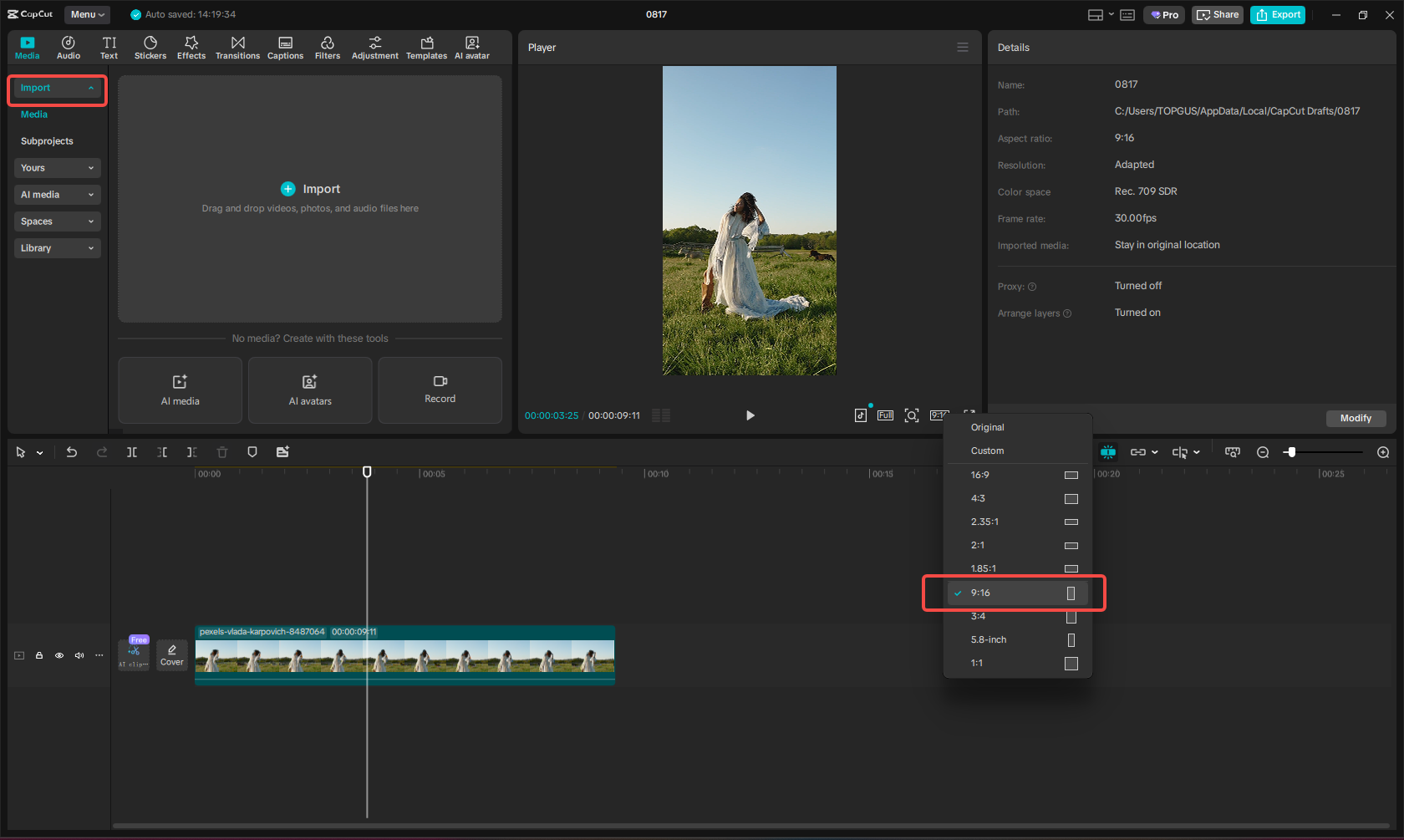 Import media files to CapCut