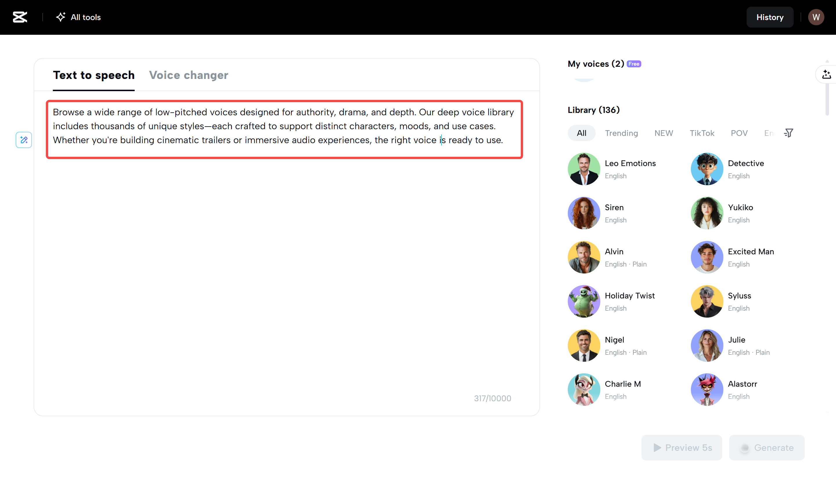 Enter your text using CapCut Web