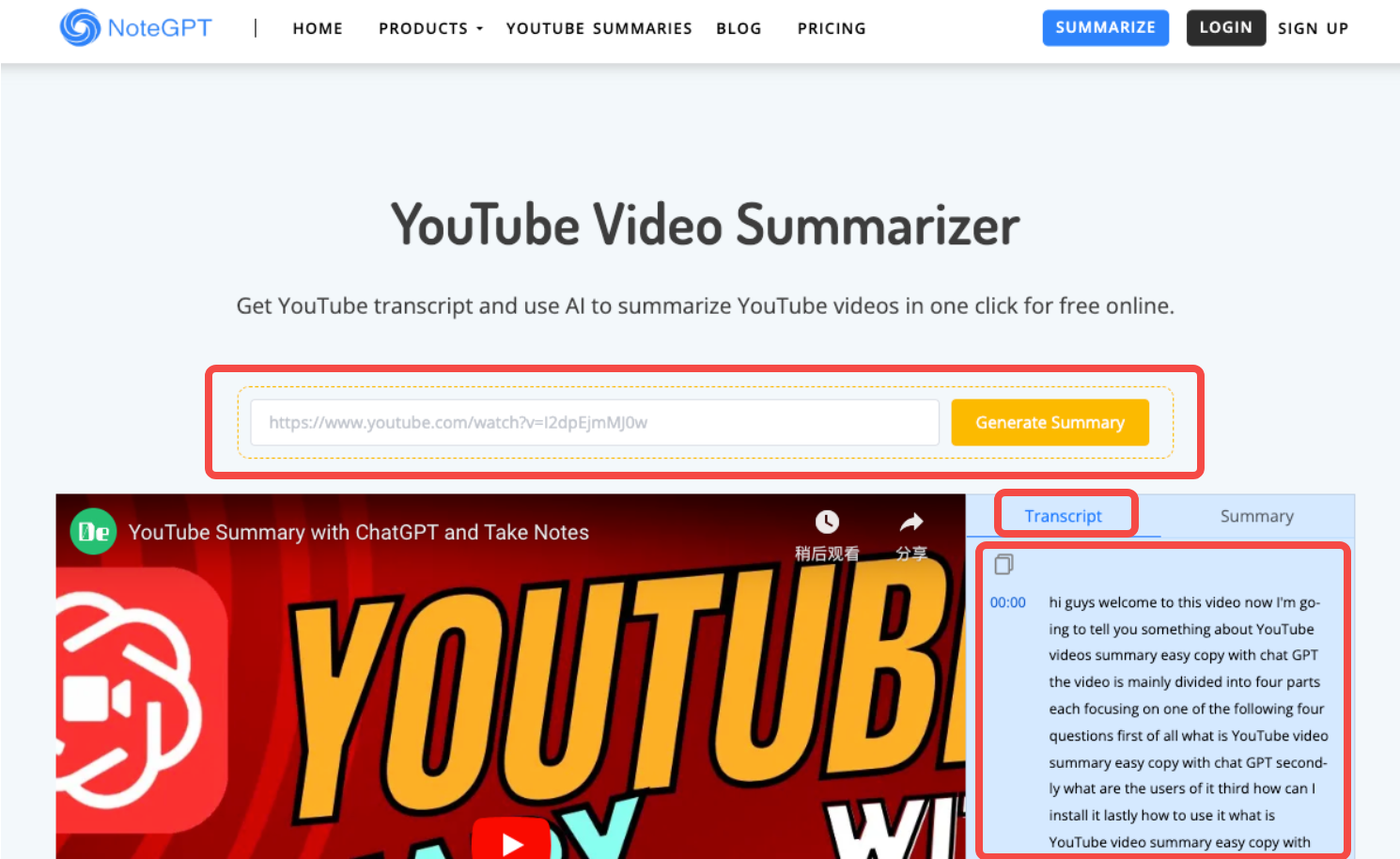 Showing how to transcribe a YouTube video into text with NoteGPT