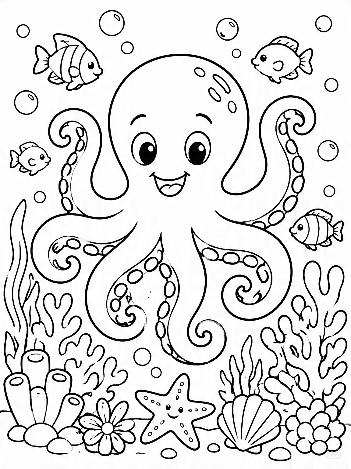 Under the sea coloring page generated by Pippit