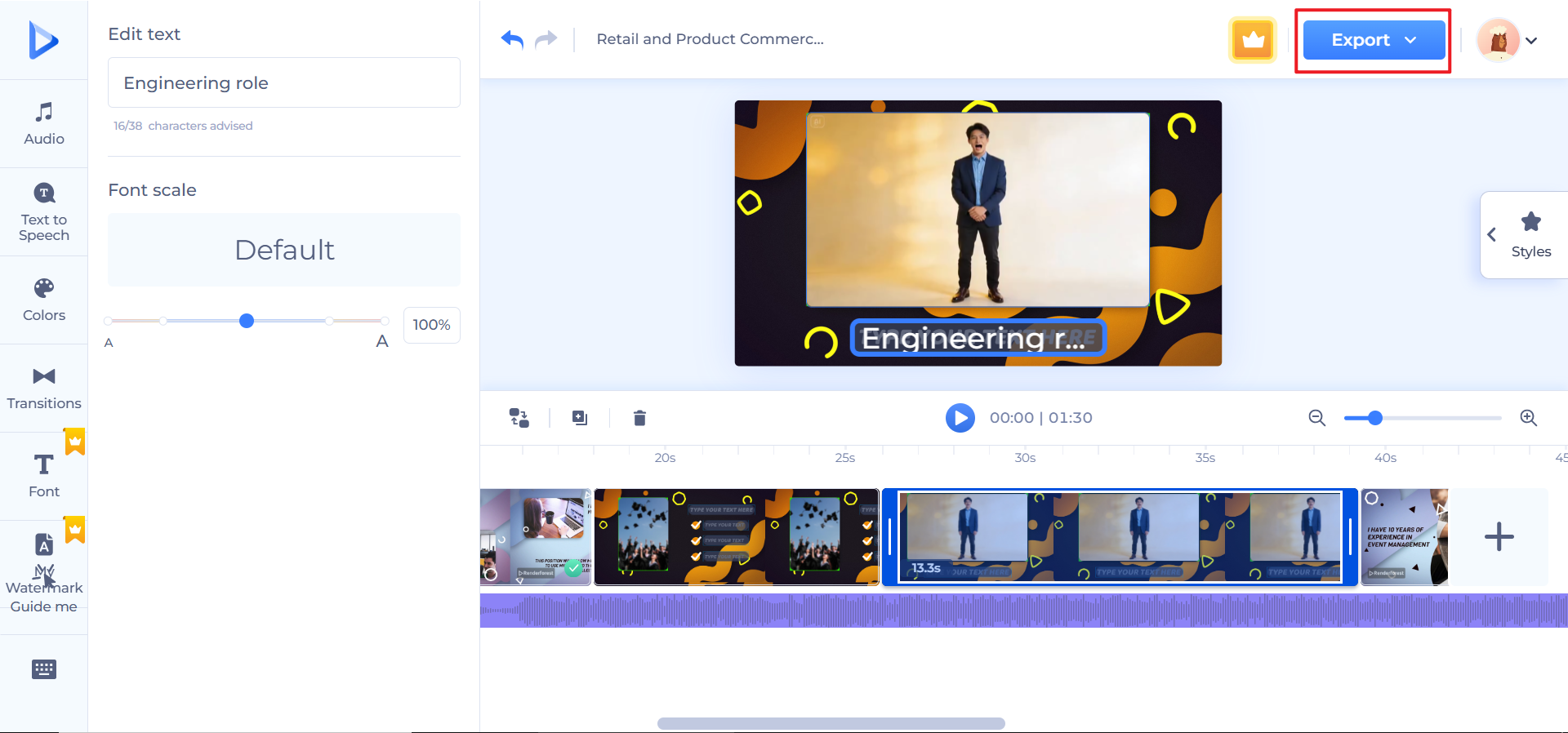 プレビューとエクスポート