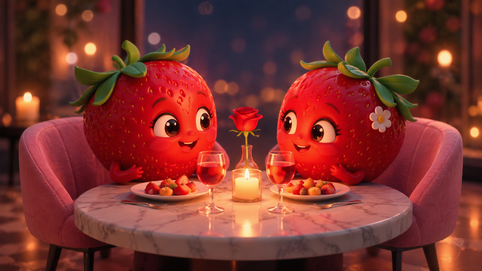  Strawberries sharing a candlelit dinner