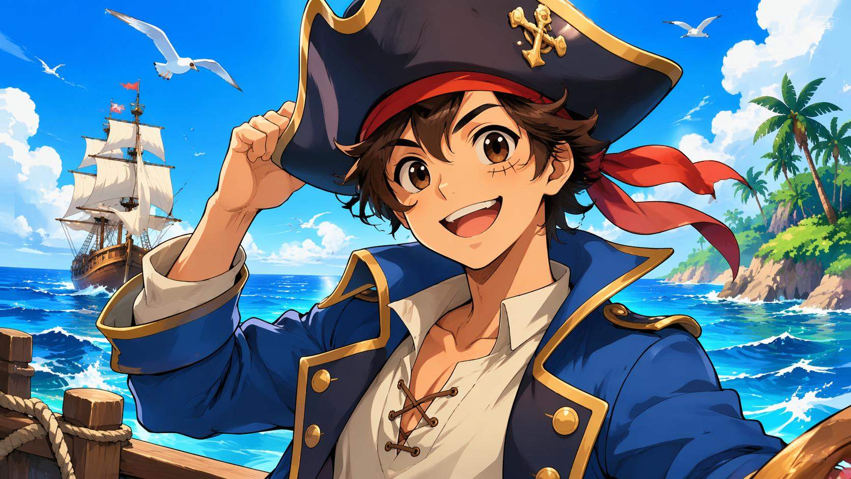 Dreamina pirata filtro prompt card 5: Anime pirata avatar