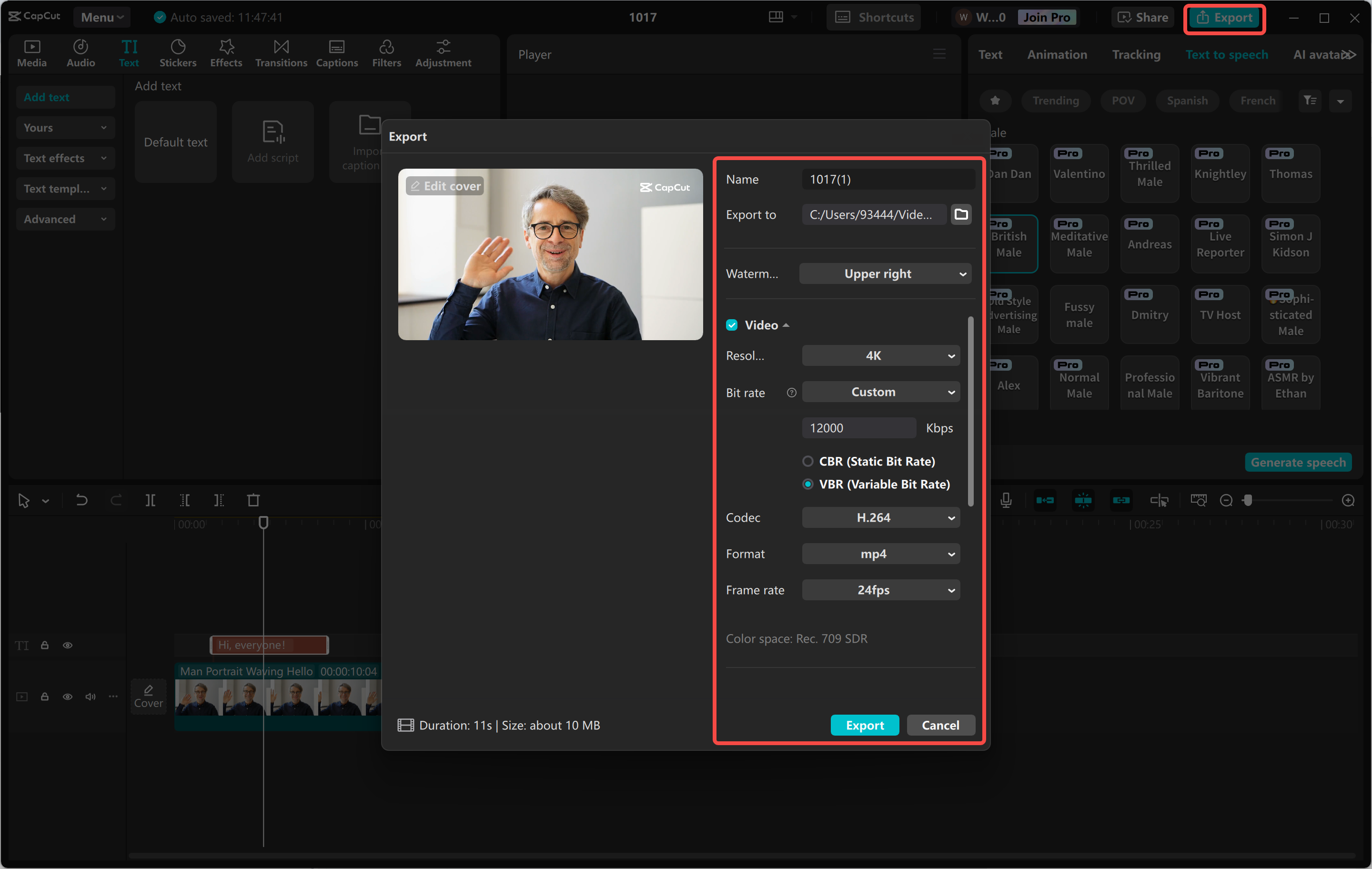 Pag-export ng video mula sa CapCut desktop video editor