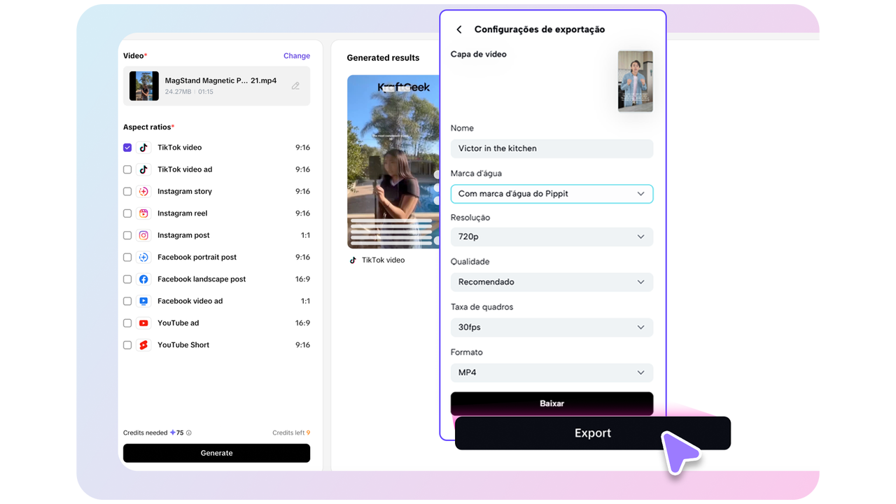 Exportar e compartilhar vídeo