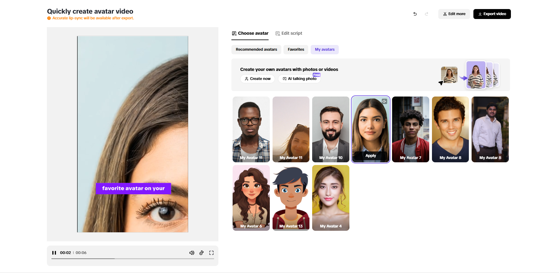 Avatars and voiceovers