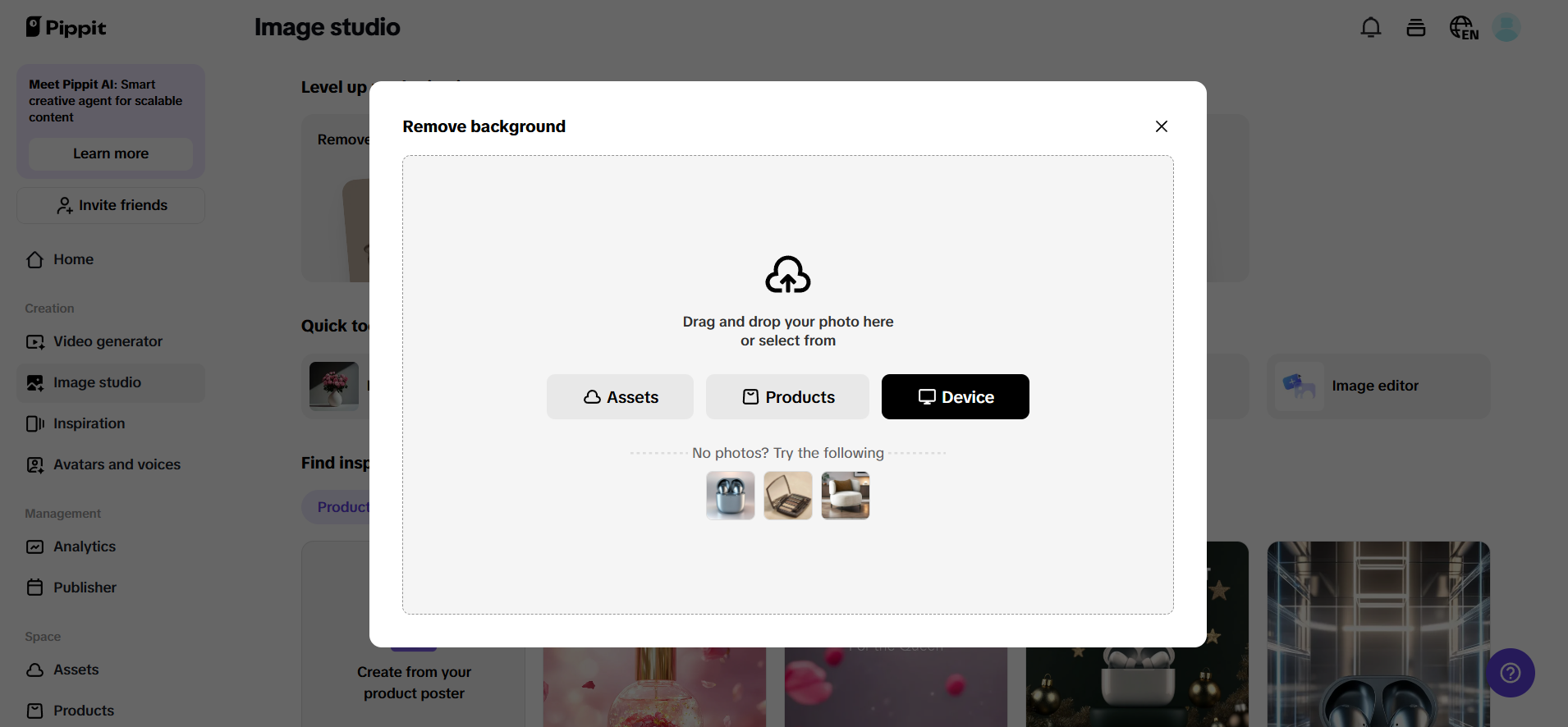 Drop the image from your device