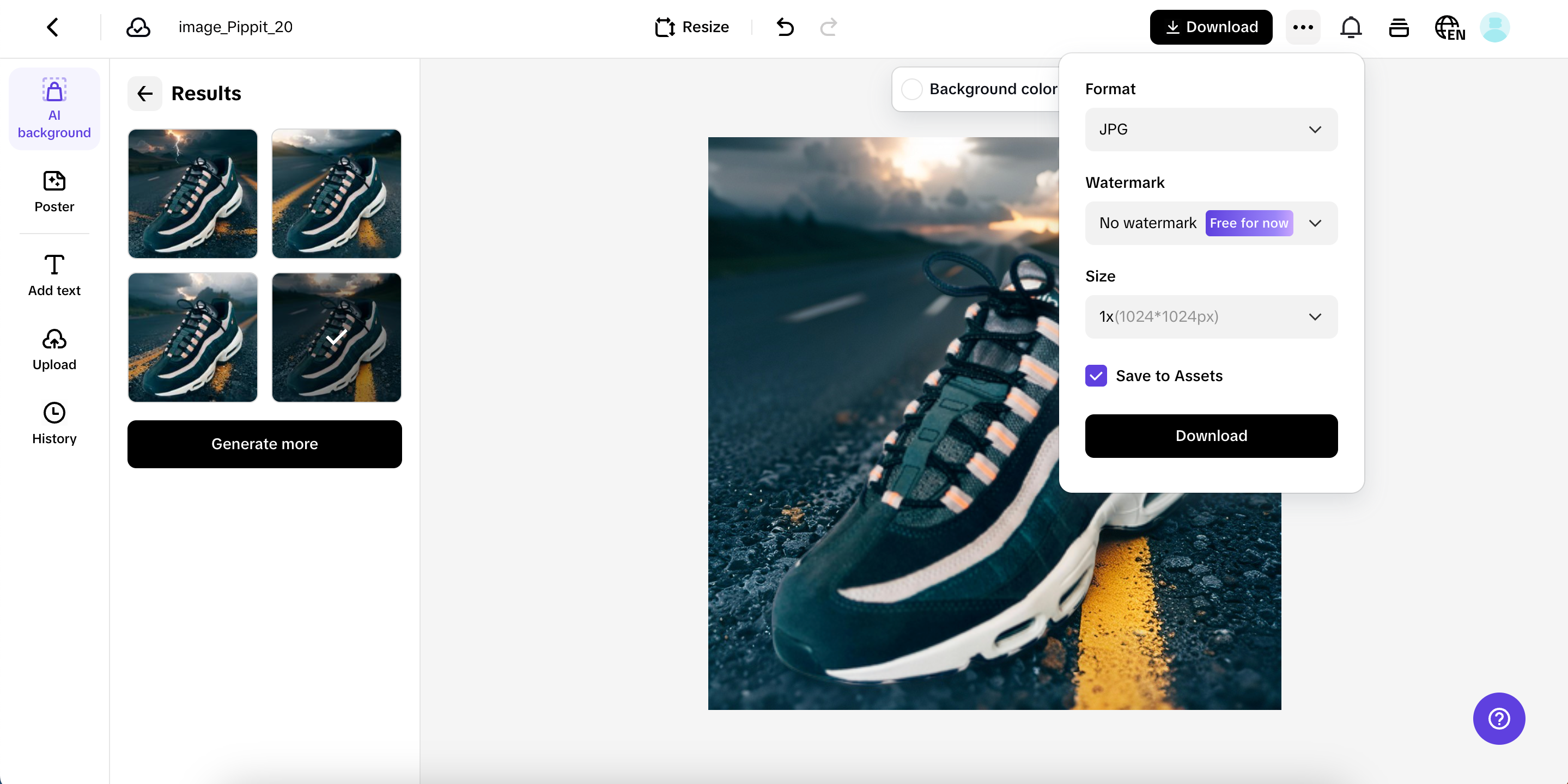I-export ang imahe ng iyong produkto