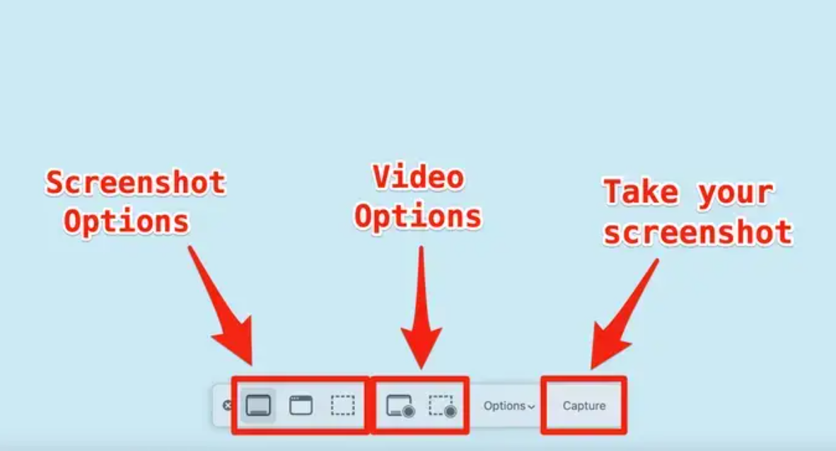 صورة توضح كيفية فتح أداة لقطة الشاشة على جهاز Mac