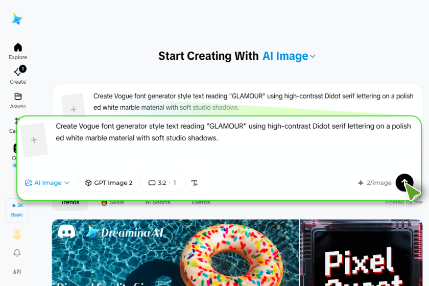 Voer prompts in of upload afbeelding