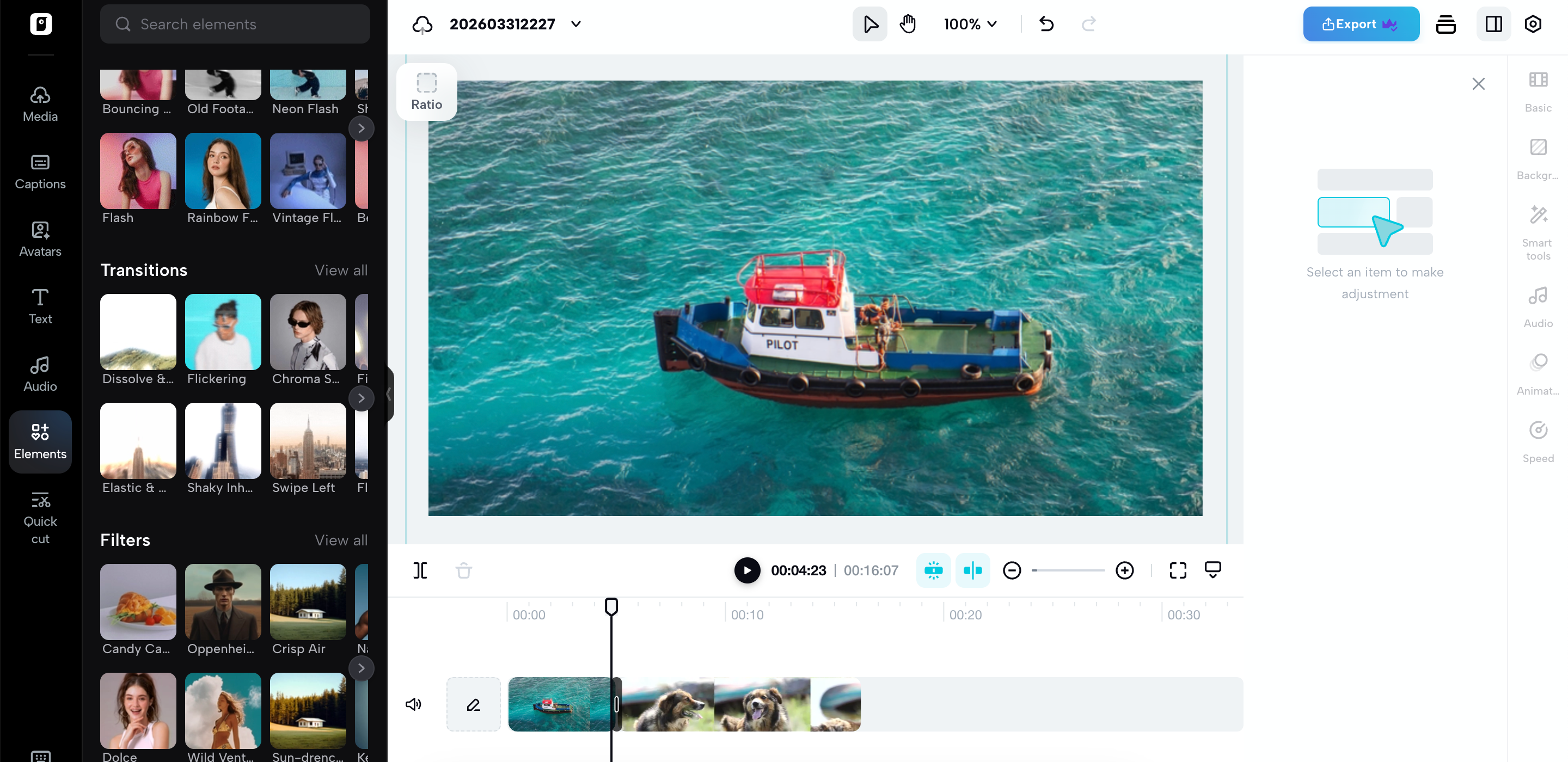 Add transition between clips