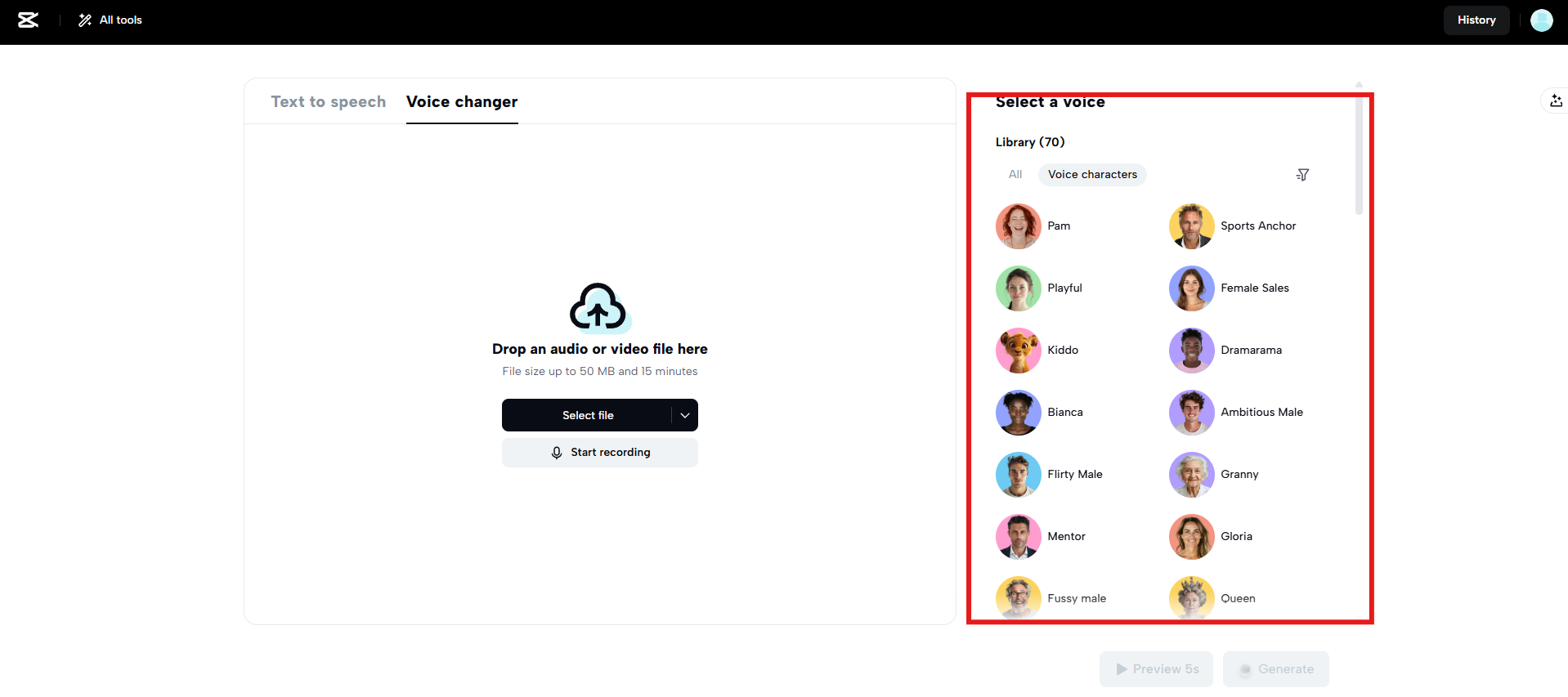 Effetti vocali basati sull'AI