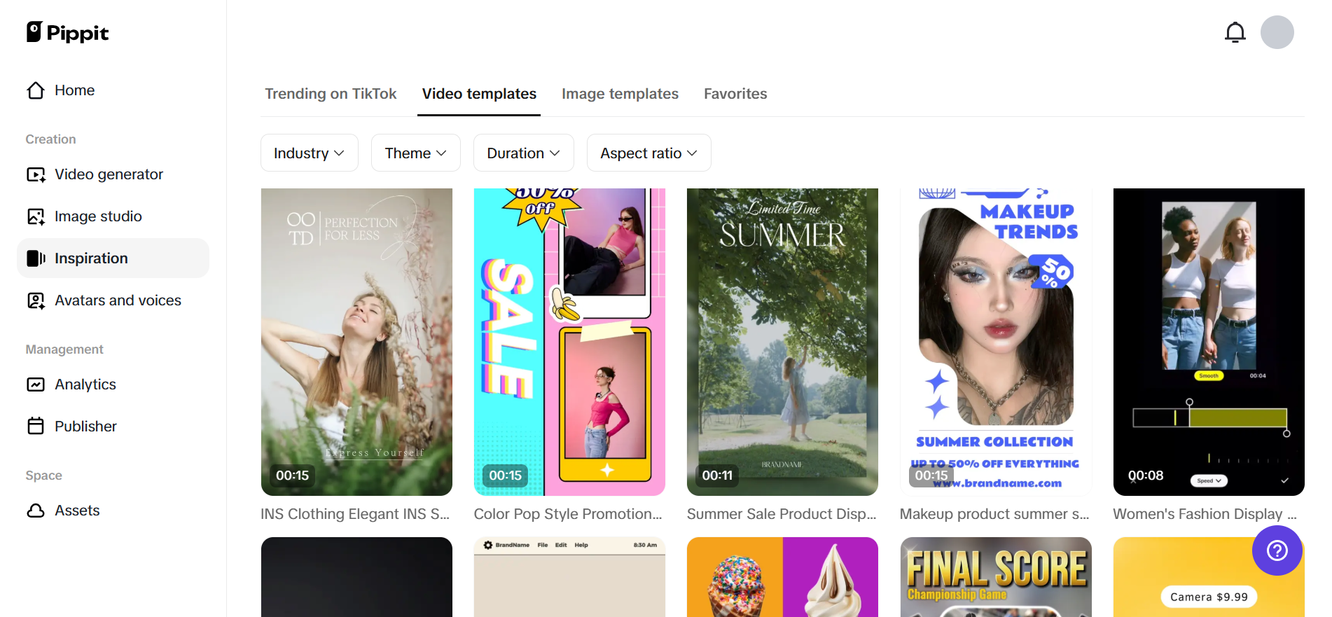 Pippit's interface