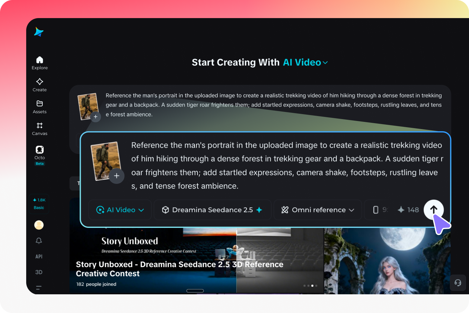 Upload your image and write a video prompt