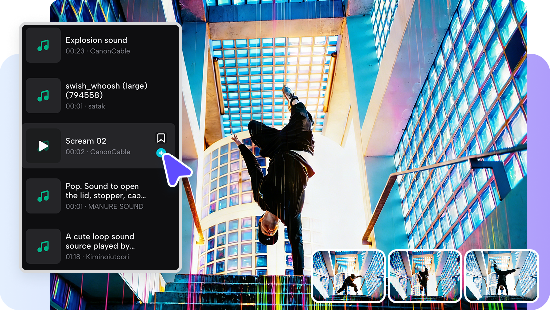 Glitch sound effects on Pippit