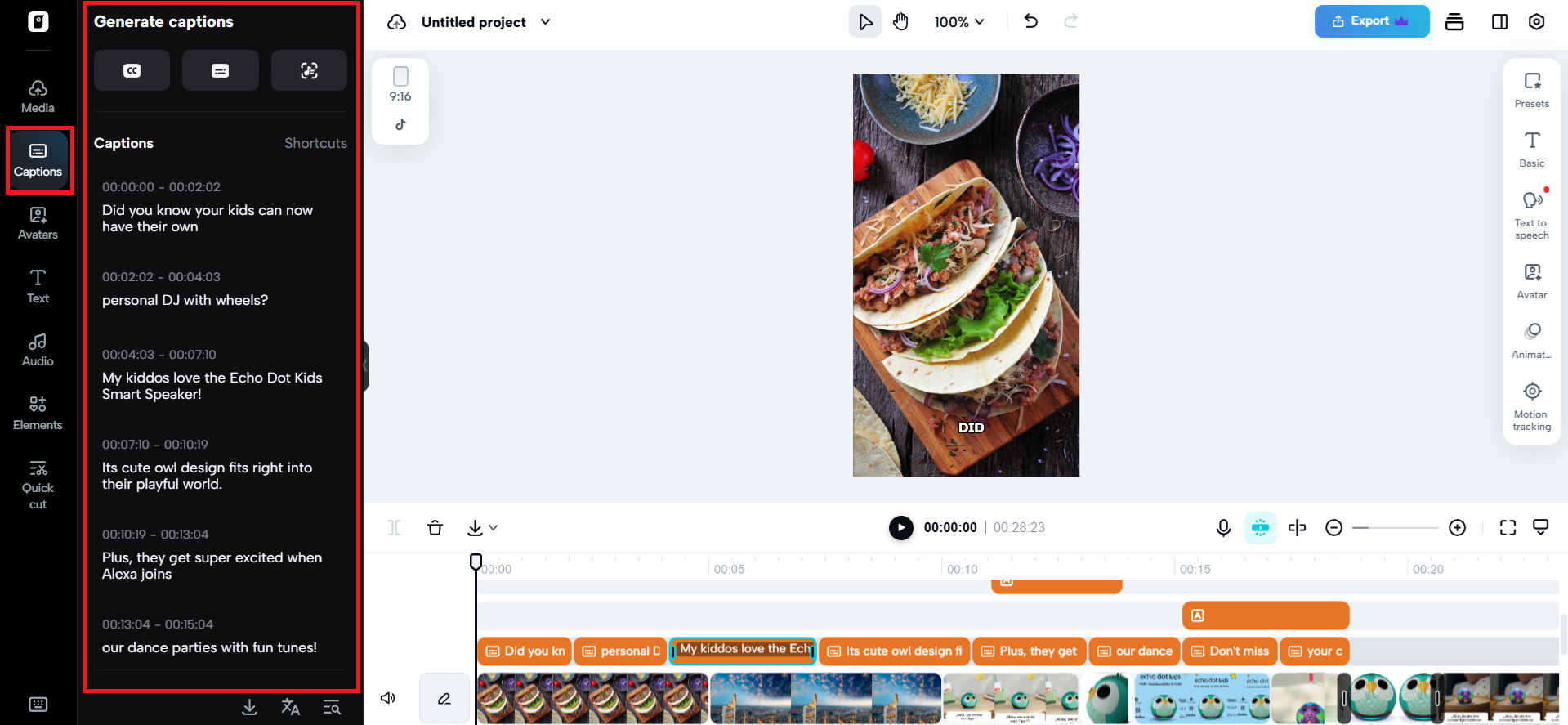 Edit or delete captions