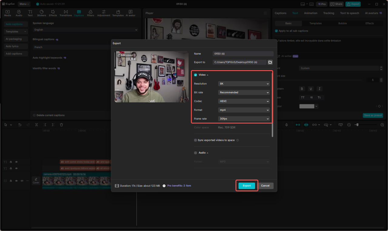 Export your translated video