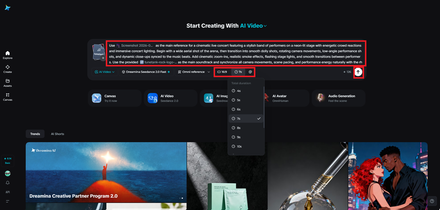 Enter your prompt and customize settings
