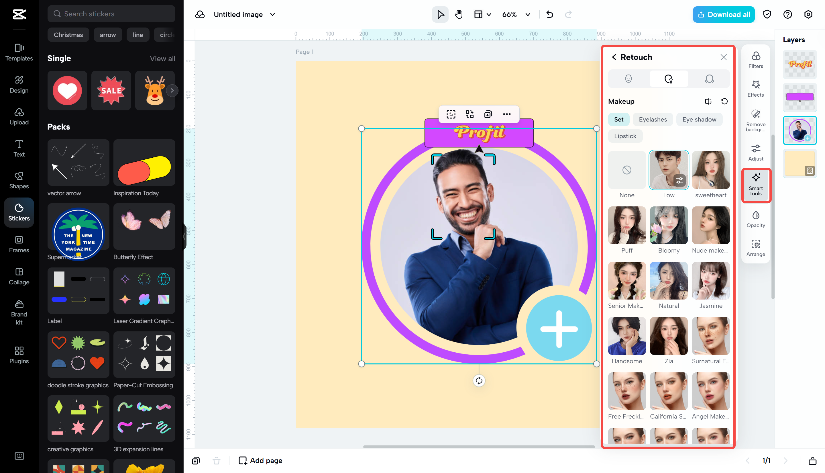 Das Gesicht des Bildes mit CapCut Web retuschieren