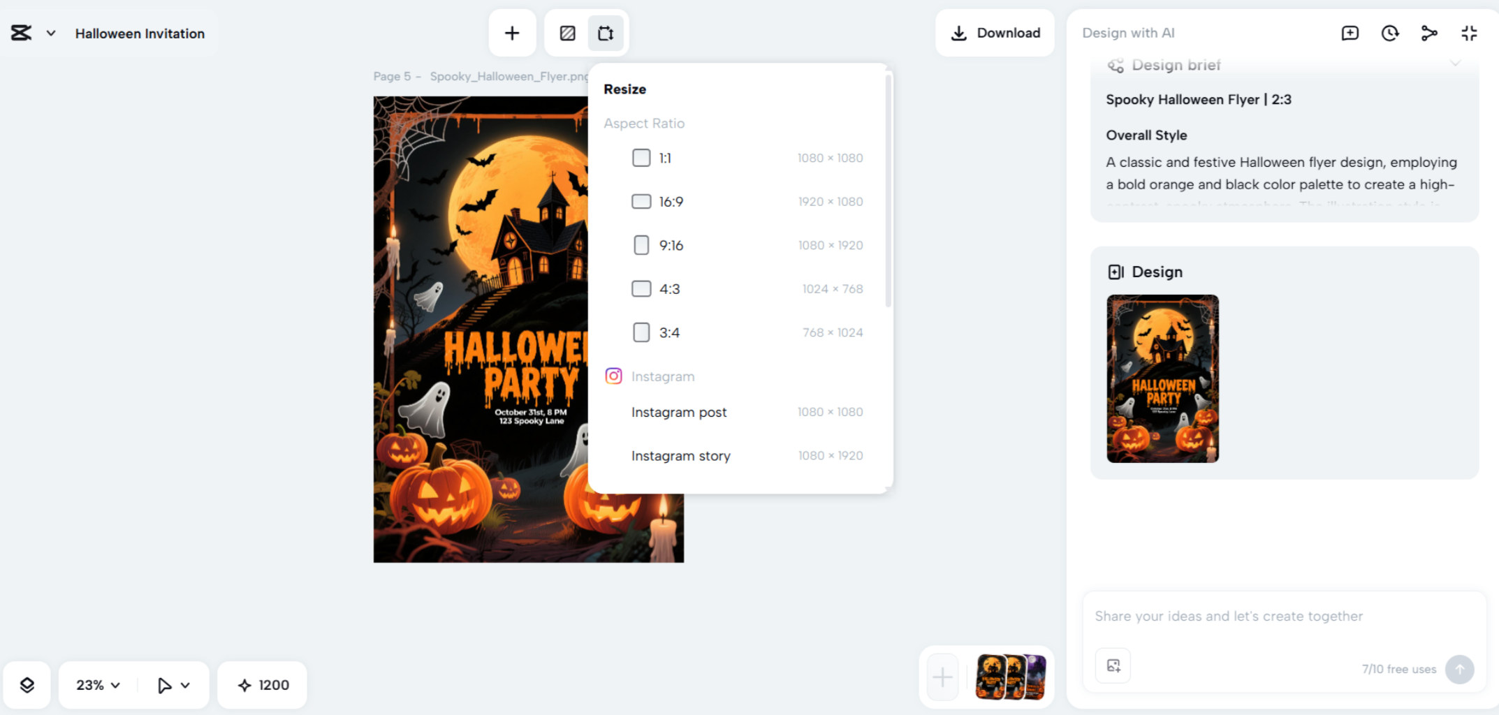 Interface of the CapCut desktop video editor - a tool to customize Halloween flyer templates