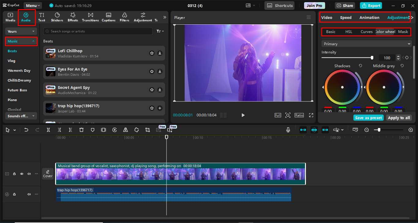 Adding and enhancing audio using the CapCut desktop video editor