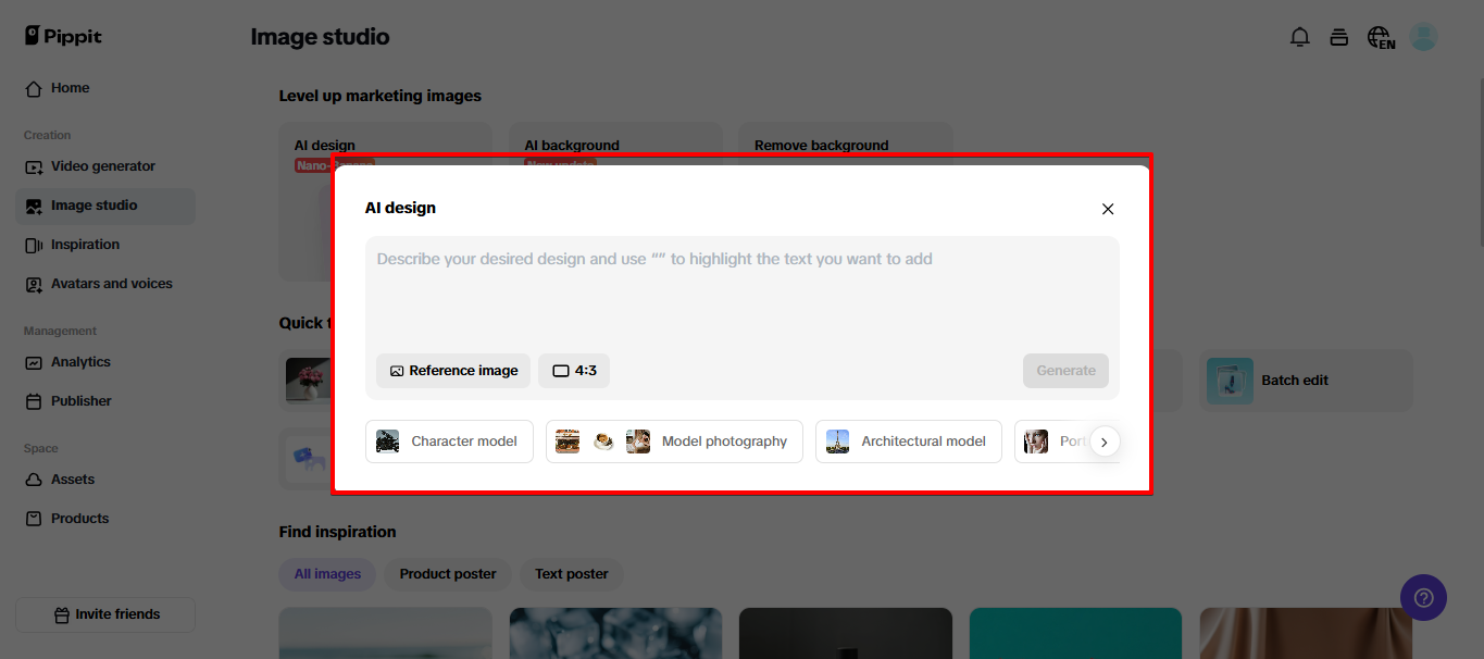 AI design tool sa Pippit