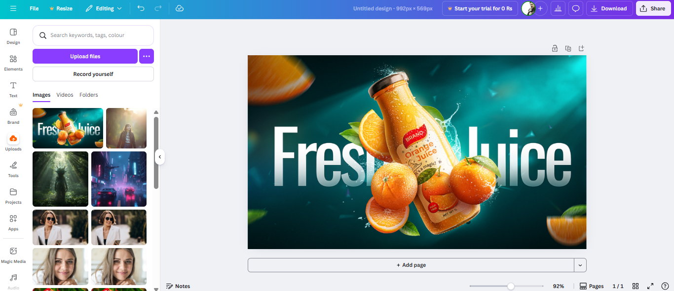 Uploading your photo to Canva