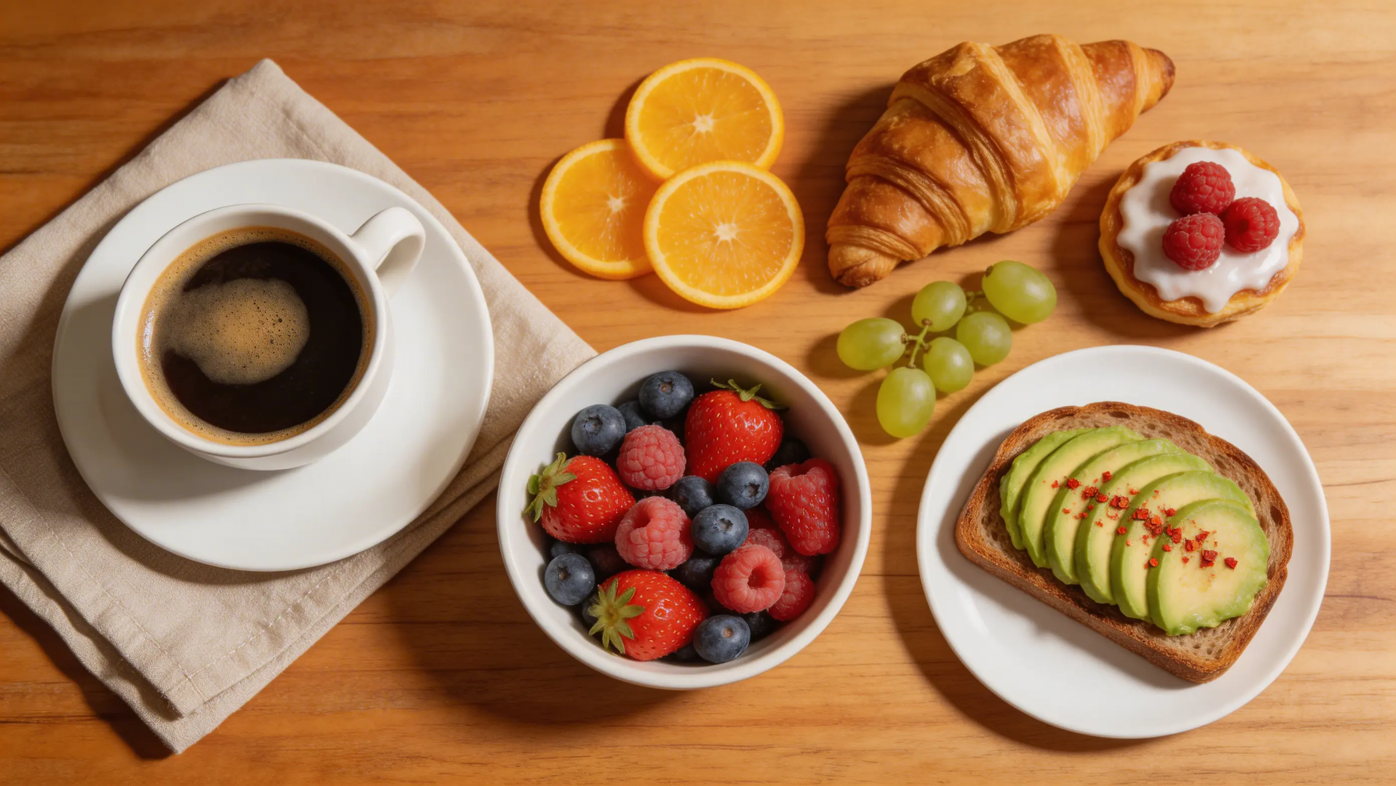 Sarapan rata berwarna-warni terletak dari atas