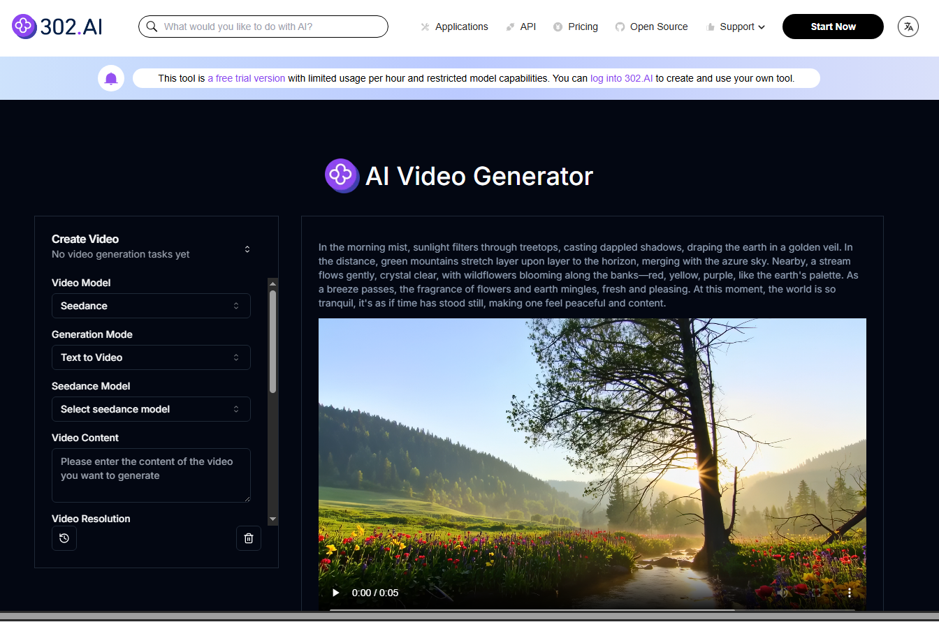 302 AIビデオジェネレータ
