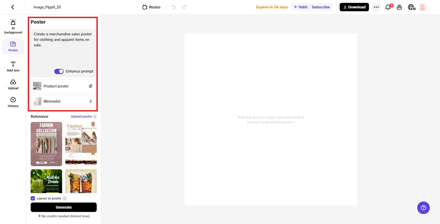 Enter your poster creation details