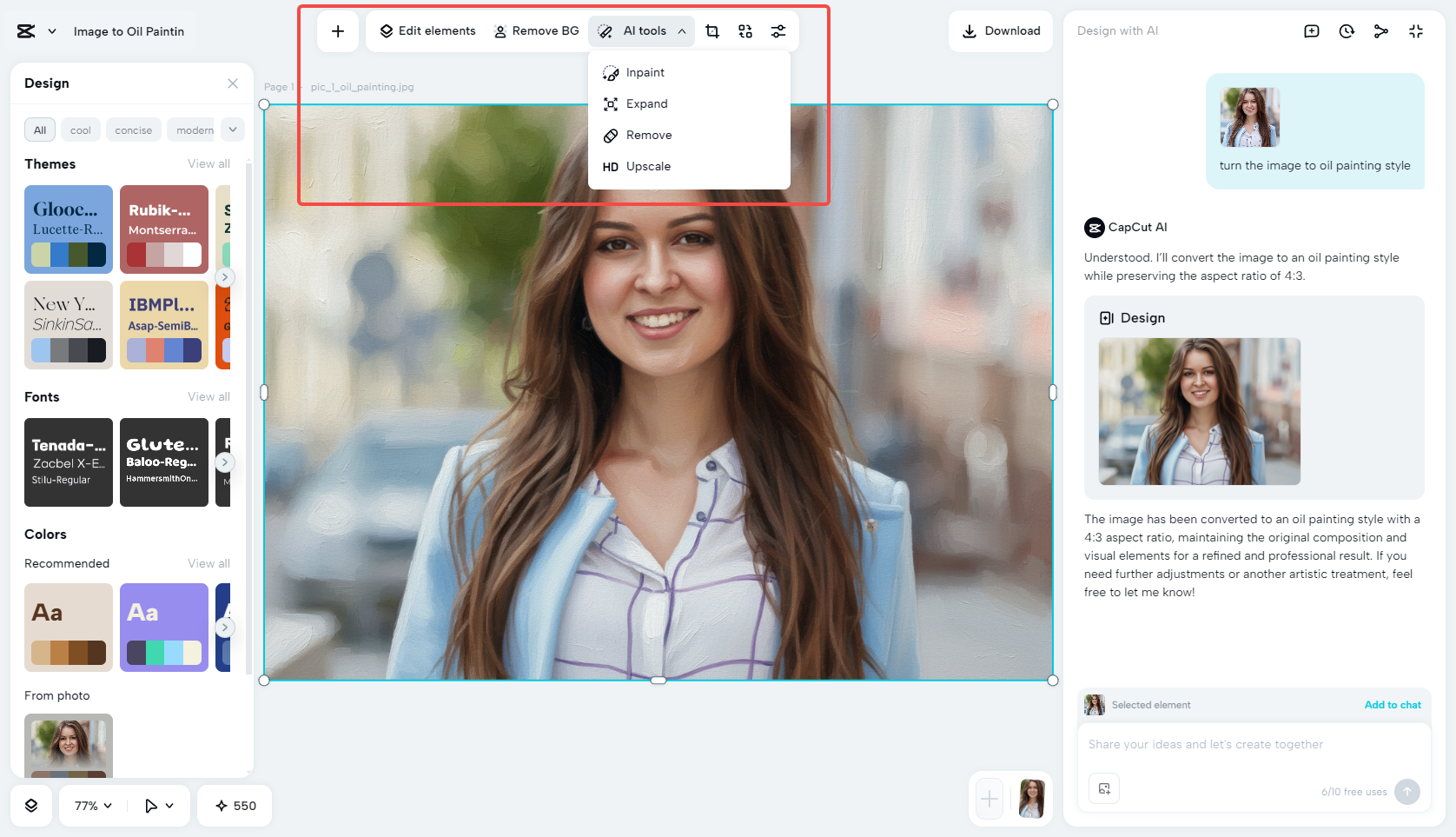 Refine your artwork using AI tools