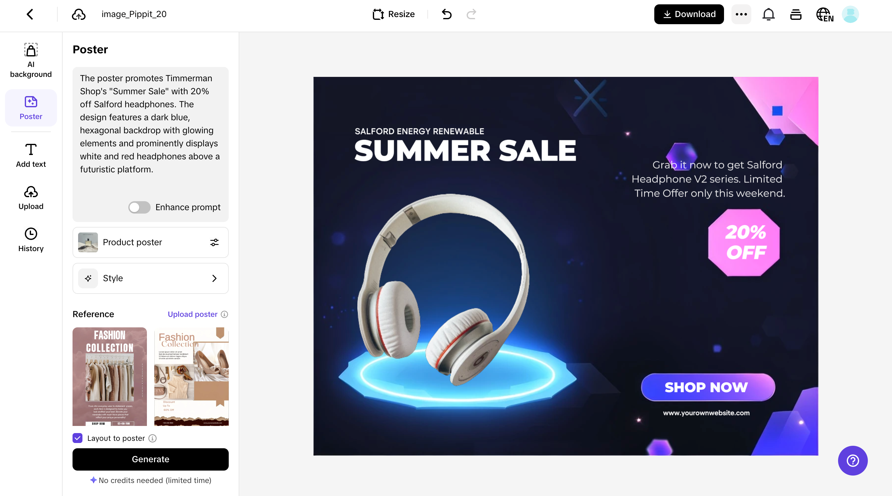Create quick posters in seconds